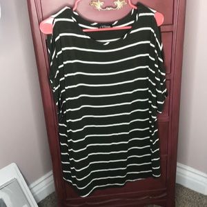 Hunter  striped green cold-shoulder blouse